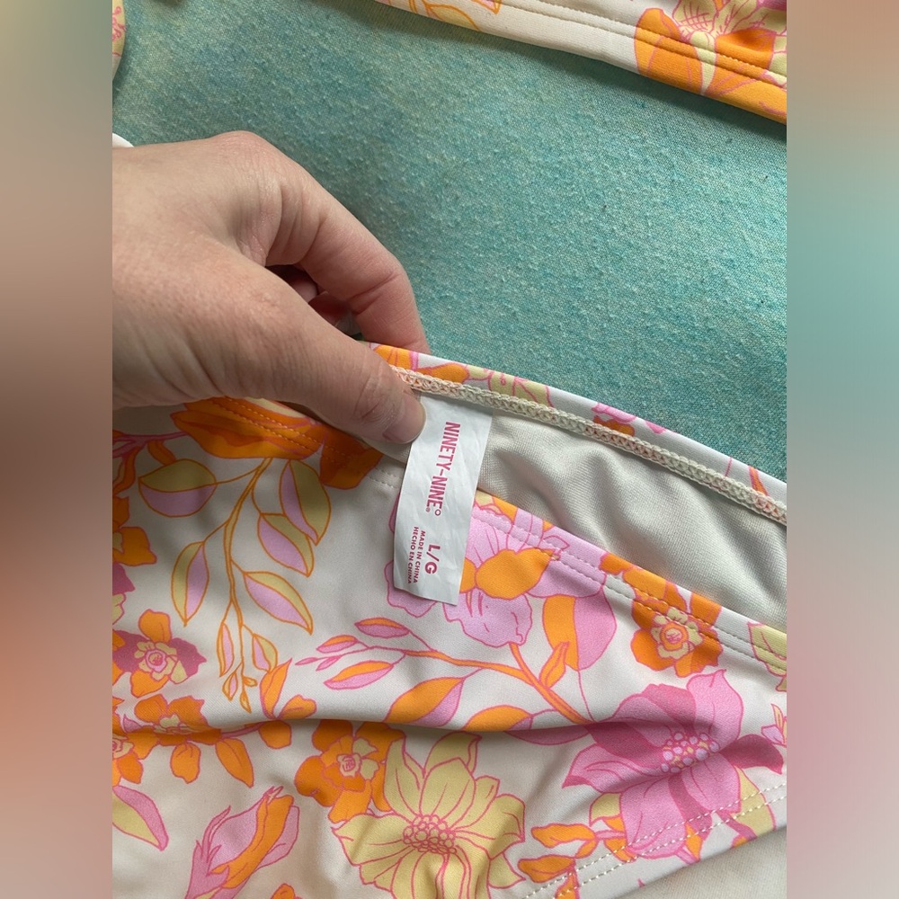 NWOT, Ninety-Nine Floral One-Shoulder Bikini Set. - Picture 5 of 6